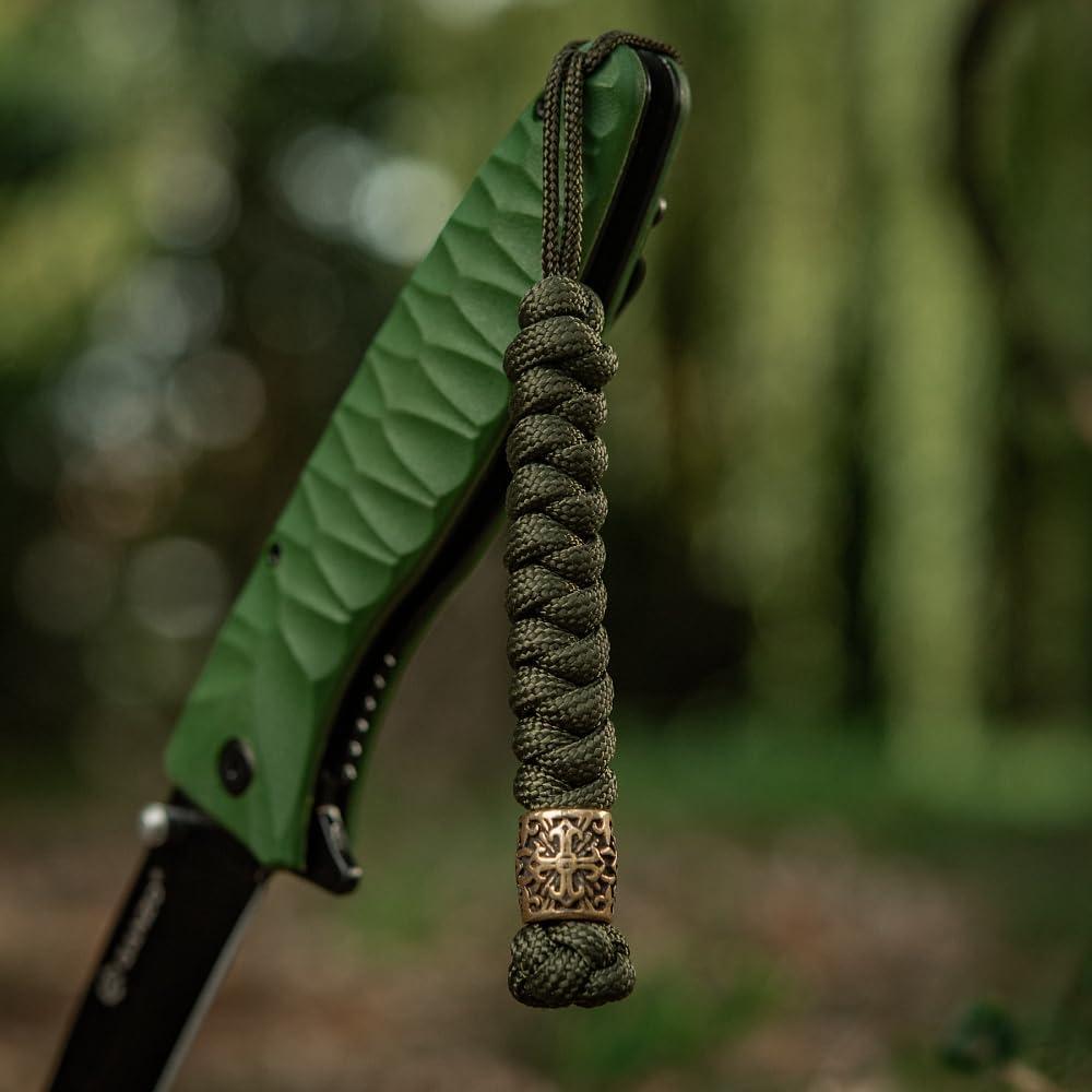 image:imageMTac Knife Lanyard with Metal Bead Paracord Lanyard for Knives amp EDC Knife Fob Pull Cord Durable Paracord AccessoryOlive