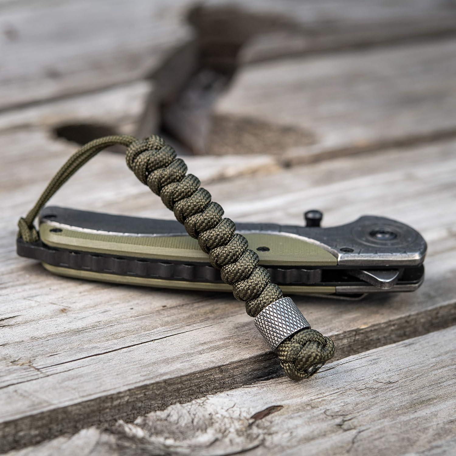 image:imageMTac Knife Lanyard with Metal Bead Paracord Lanyard for Knives amp EDC Knife Fob Pull Cord Durable Paracord AccessoryOlive