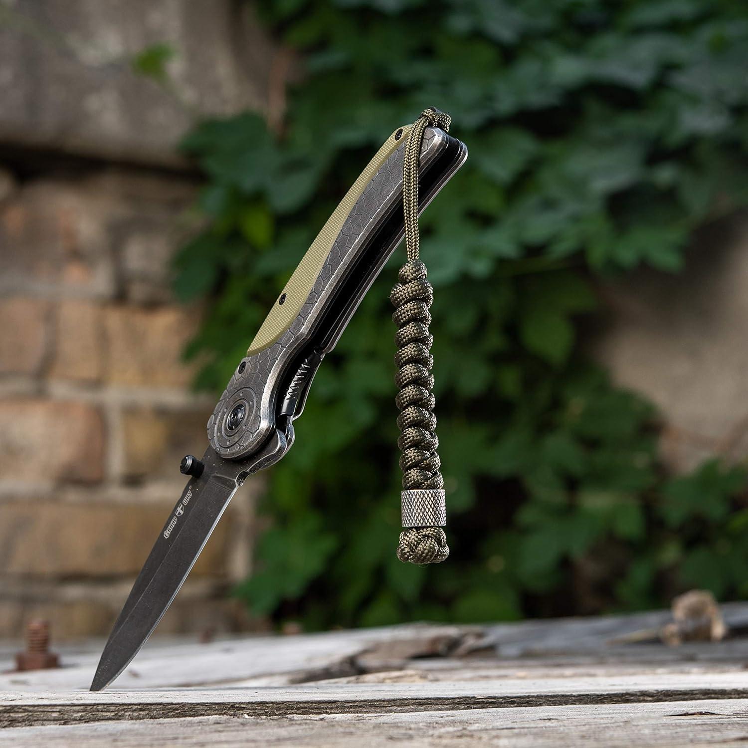 image:imageMTac Knife Lanyard with Metal Bead Paracord Lanyard for Knives amp EDC Knife Fob Pull Cord Durable Paracord AccessoryOlive