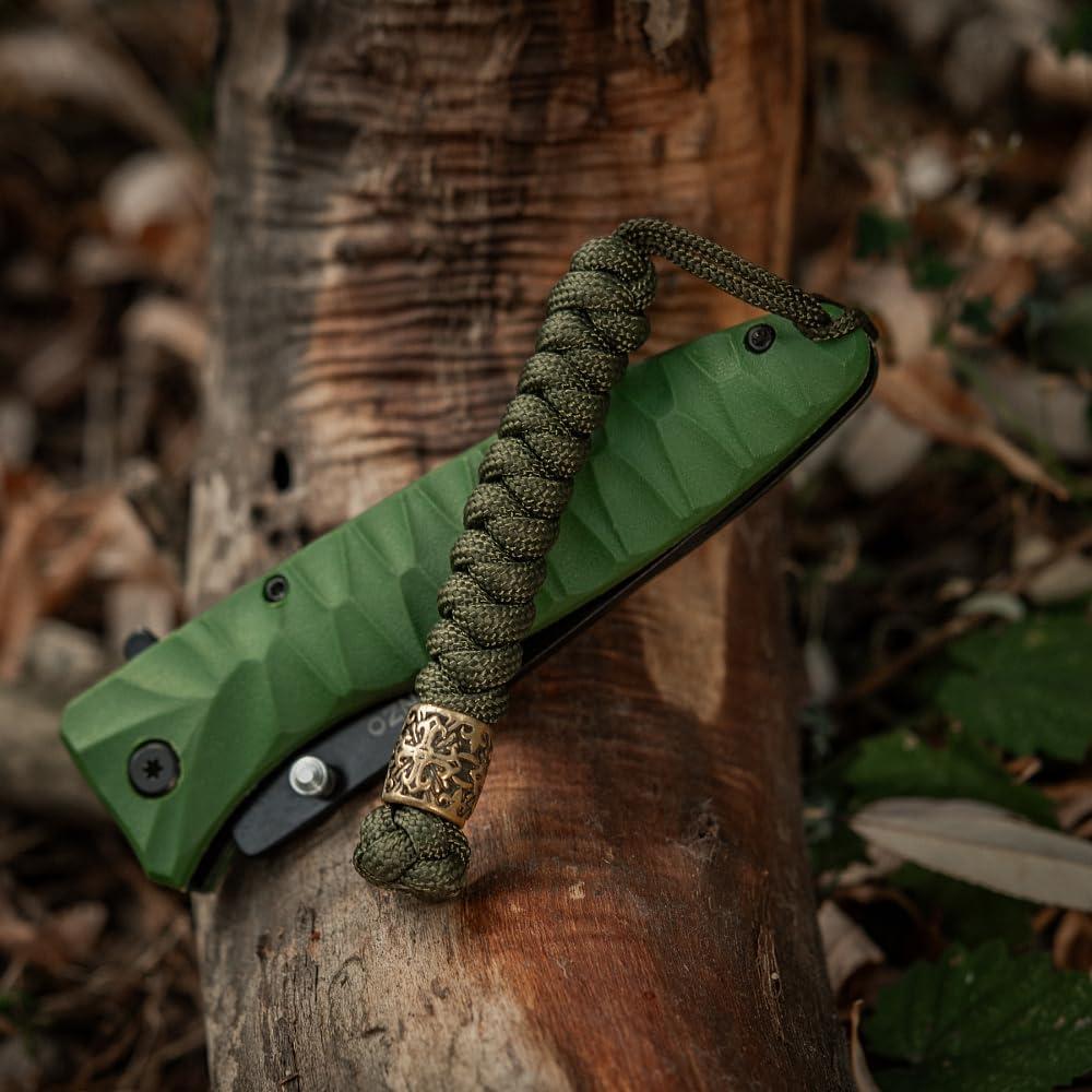 image:imageMTac Knife Lanyard with Metal Bead Paracord Lanyard for Knives amp EDC Knife Fob Pull Cord Durable Paracord AccessoryOlive