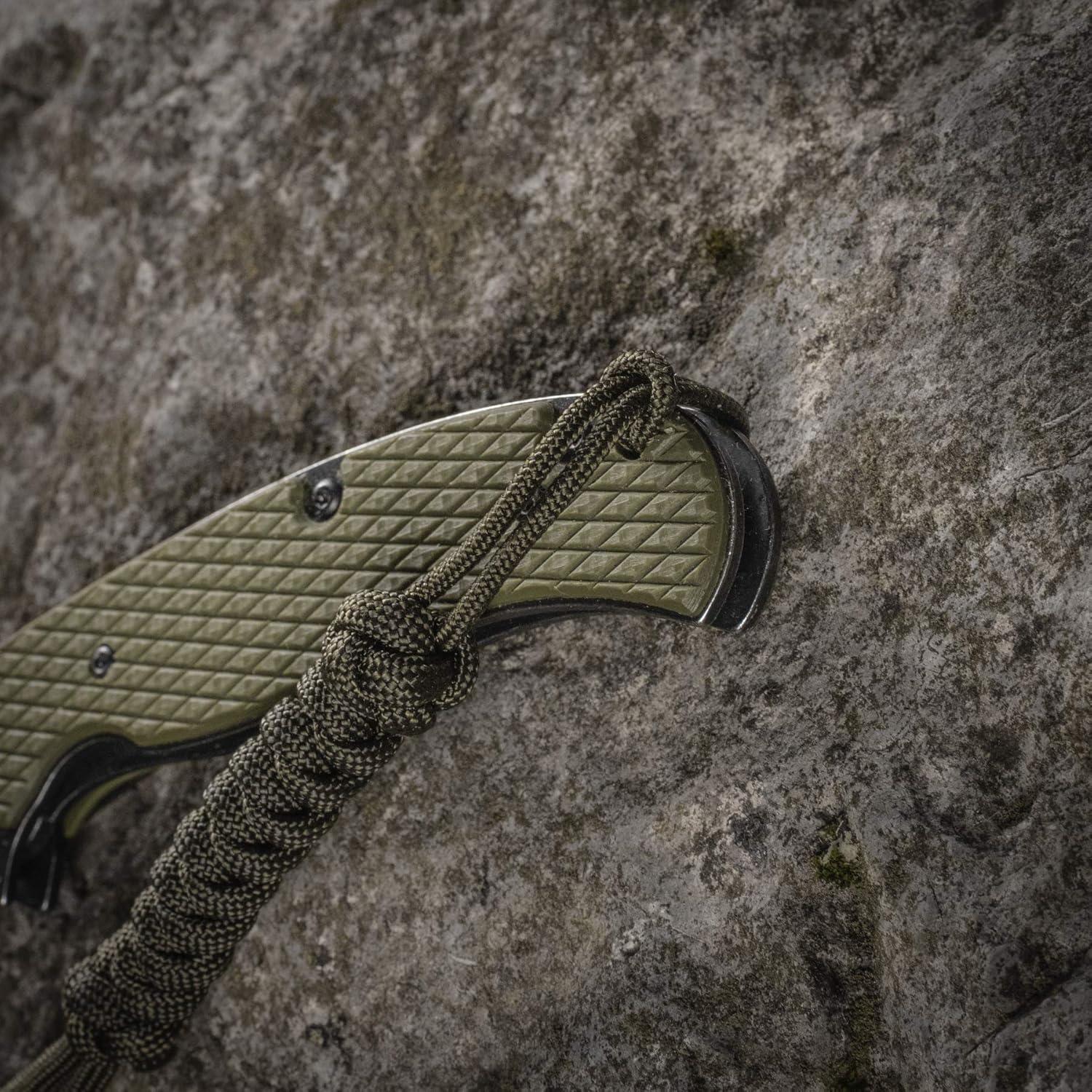 image:imageMTac Skull Knife Lanyard with Bead Paracord Lanyard for Knives amp EDC Tactical Knife Fob Pull Cord Durable ParacordOlive