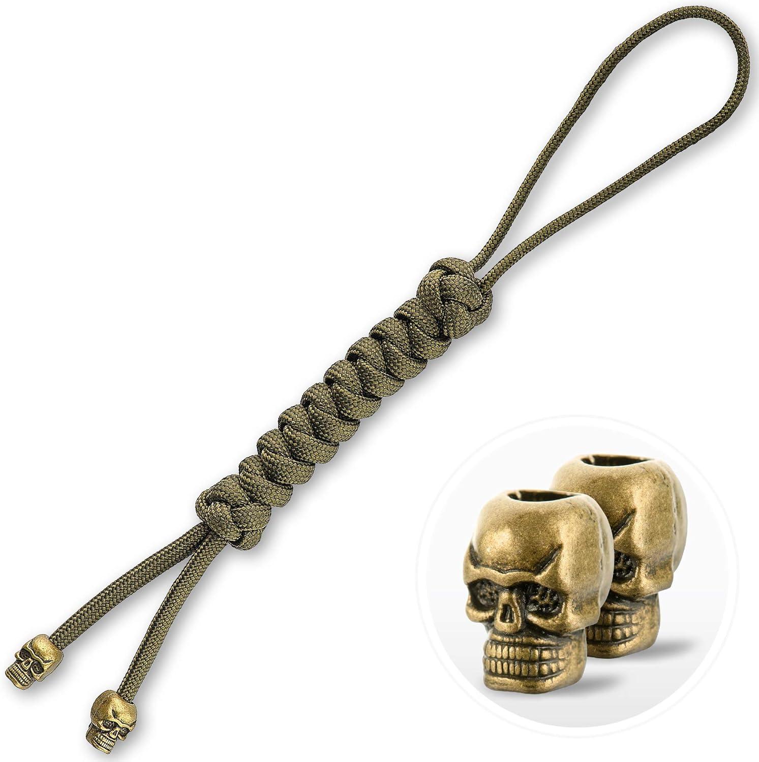 image:imageMTac Skull Knife Lanyard with Bead Paracord Lanyard for Knives amp EDC Tactical Knife Fob Pull Cord Durable ParacordOlive