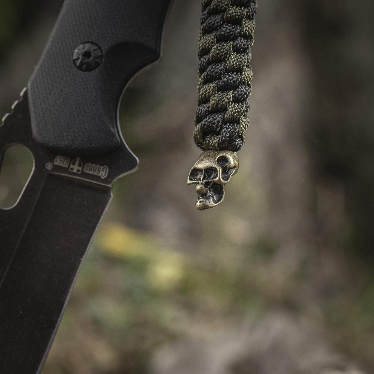 image:imageMTac Skull Knife Lanyard with Bead Paracord Lanyard for Knives amp EDC Tactical Knife Fob Pull Cord Durable ParacordOlive