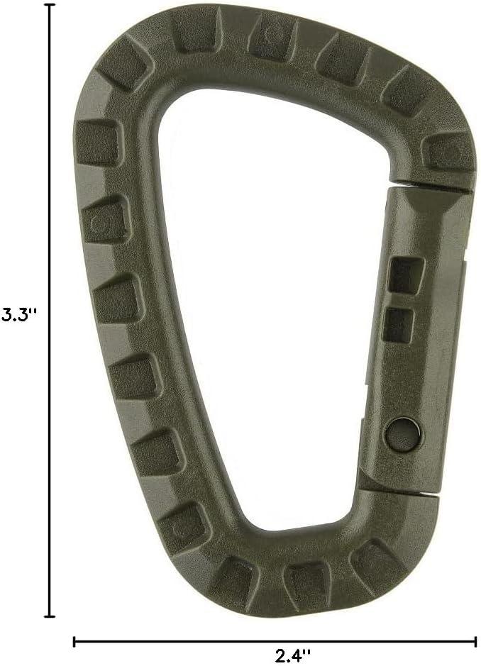 image:imageMTac Tactical 35 Plastic Carabiner Multipurpose Hard Polymer Gear Clip D Shape Ring Spring Snap Gear Clip for Outdoor Travelling Camping Pack of 5Olive