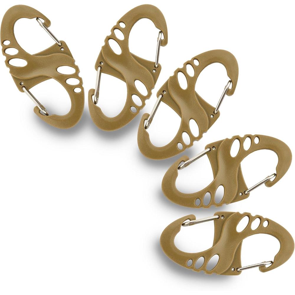 image:imageCarabiner Clip Double Spring snap Hook 5 Pack SBiners Locking Key Ring Mini CarabinersCoyote