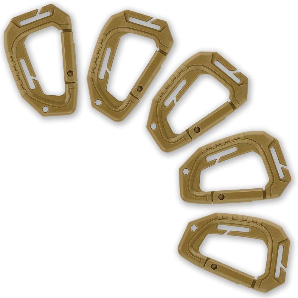 image:imageMTac Military Plastic Tactical Carabiners Multi Purpose 3722 inches Carabiner Clip Tactical D Ring Plastic DClips Pack of 5Coyote