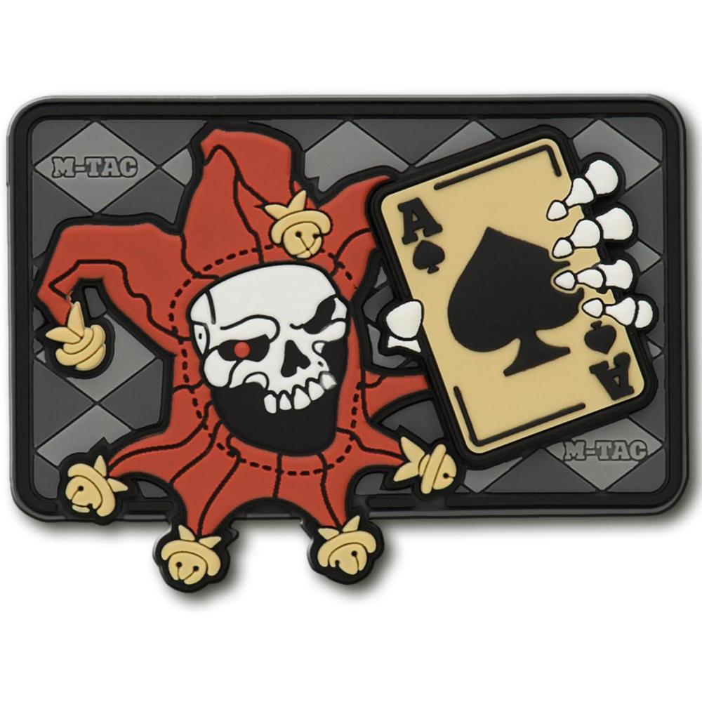 image:imageMTac Morale Patch Joker Skull Death Card Tactical 3D PVC OliveMulticolored