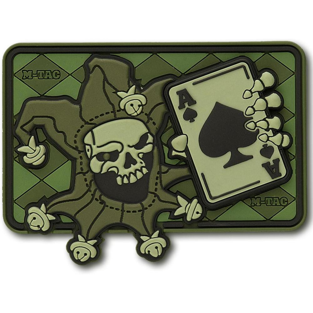 image:imageMTac Morale Patch Joker Skull Death Card Tactical 3D PVC OliveOlive