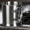 M-Tac 8.5oz Camping Mug with Collapsible Carabiner Handle – Stainless Steel Travel Cup for Hiking Coffee Tea