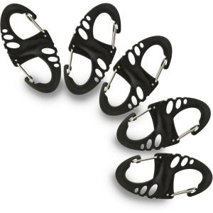 Carabiner Clip – Double Spring snap Hook- 5 Pack S-Biners – Locking Key Ring – Mini Carabiners(Black)