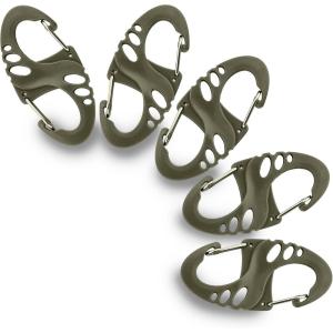 Carabiner Clip – Double Spring snap Hook- 5 Pack S-Biners – Locking Key Ring – Mini Carabiners(Olive)