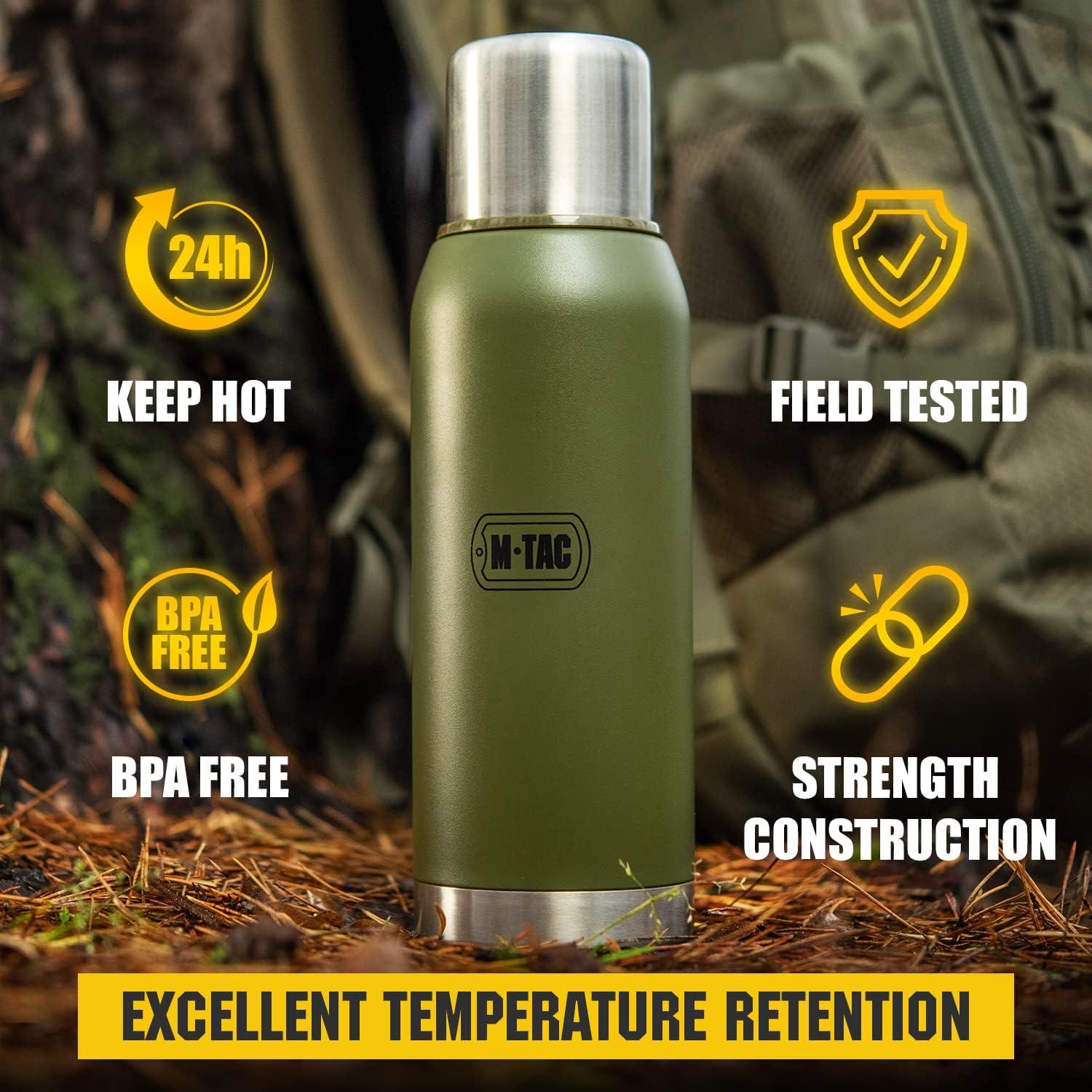 image:imageMTac Thermo Water Bottle Type 2 for Cold amp Hot Beverages Stainless Steel Thermos Leakproof Vacuum Insulated Flask Travel Coffee Mug Olive 44 ozOlive
