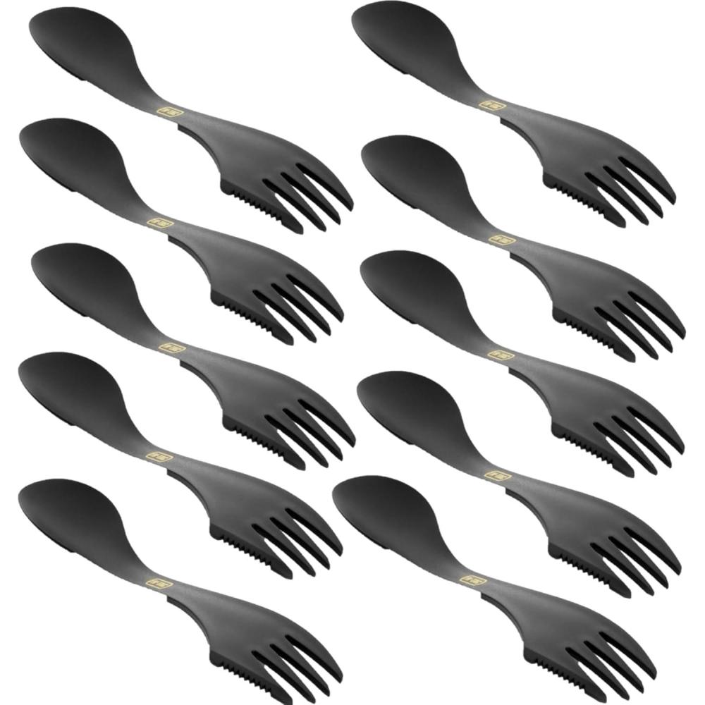image:imageMTac 4in1 Tactical Cutlery Set Folding Spoon Knife Fork amp Bottle Opener Compact Stainless Steel Flatware for Camping amp EDC10 in 1