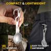 M‑Tac 4-in-1 Tactical Cutlery Set – Folding Spoon, Knife, Fork & Bottle Opener – Compact Stainless Steel Flatware for Camping & EDC(3 in 1)