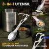 M‑Tac 4-in-1 Tactical Cutlery Set – Folding Spoon, Knife, Fork & Bottle Opener – Compact Stainless Steel Flatware for Camping & EDC(3 in 1)