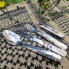 M‑Tac 4-in-1 Tactical Cutlery Set – Folding Spoon, Knife, Fork & Bottle Opener – Compact Stainless Steel Flatware for Camping & EDC(4 in 1 mini)