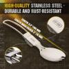 M‑Tac 4-in-1 Tactical Cutlery Set – Folding Spoon, Knife, Fork & Bottle Opener – Compact Stainless Steel Flatware for Camping & EDC(all in one)