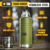 M-Tac Thermo Water Bottle Type 2 for Cold & Hot Beverages – Stainless Steel Thermos Leakproof Vacuum Insulated Flask Travel Coffee Mug (Olive, 44 oz)(Olive)