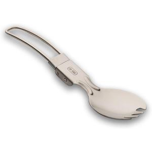 M‑Tac 4-in-1 Tactical Cutlery Set – Folding Spoon, Knife, Fork & Bottle Opener – Compact Stainless Steel Flatware for Camping & EDC(all in one)