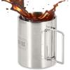 M-Tac 17oz Stainless Steel Hiking Mug Travel Coffee Cup with Handle(15 Ounces)