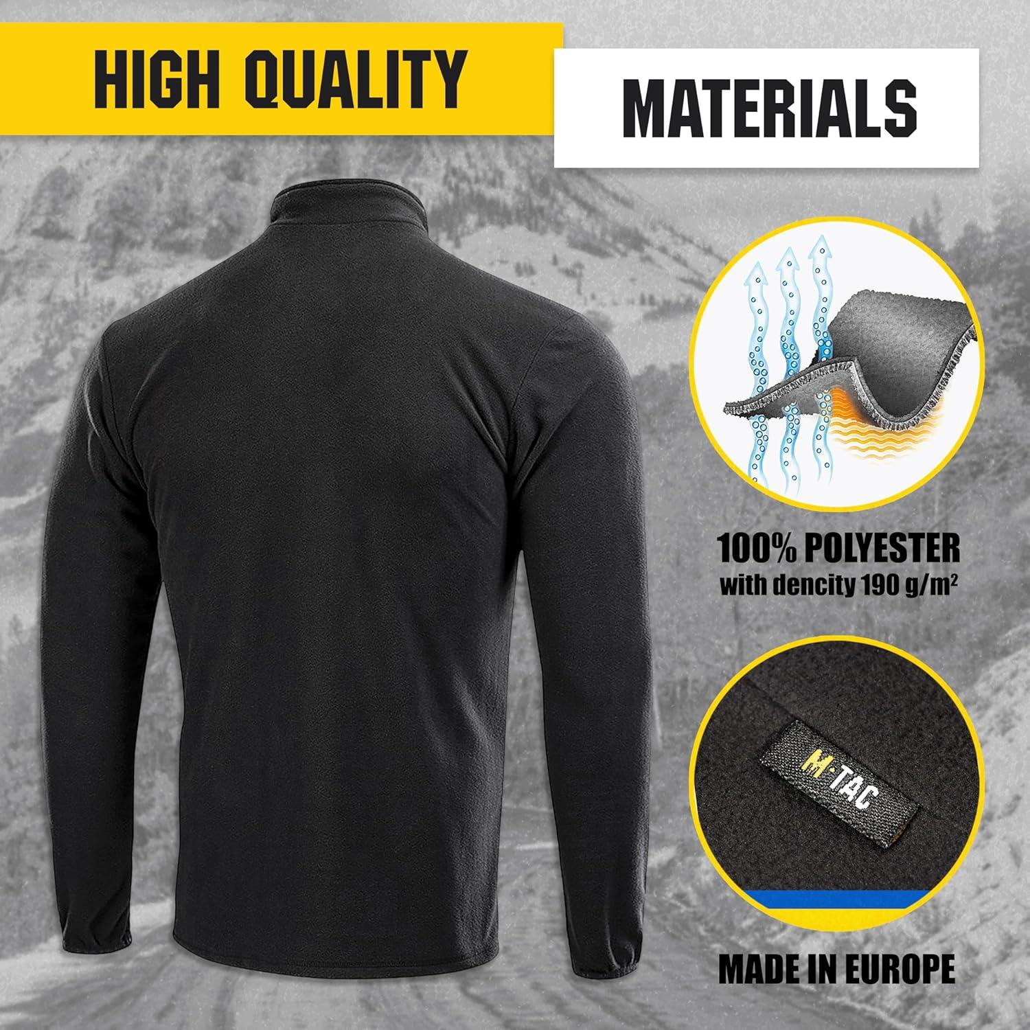 image:imageMTac Mens Fleece Quarter Zip Pullover Tactical Thermal Long Sleeve Sweater with High Mock Neck for Outdoor WorkBlack