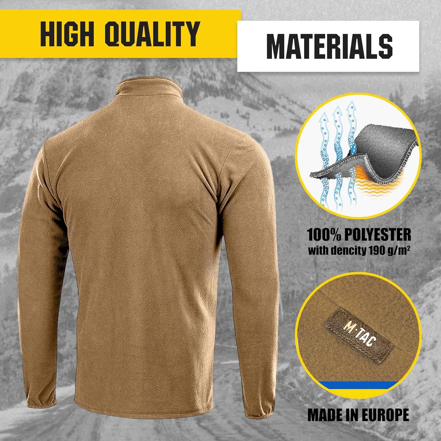 image:imageMTac Mens Fleece Quarter Zip Pullover Tactical Thermal Long Sleeve Sweater with High Mock Neck for Outdoor WorkCoyote Brown