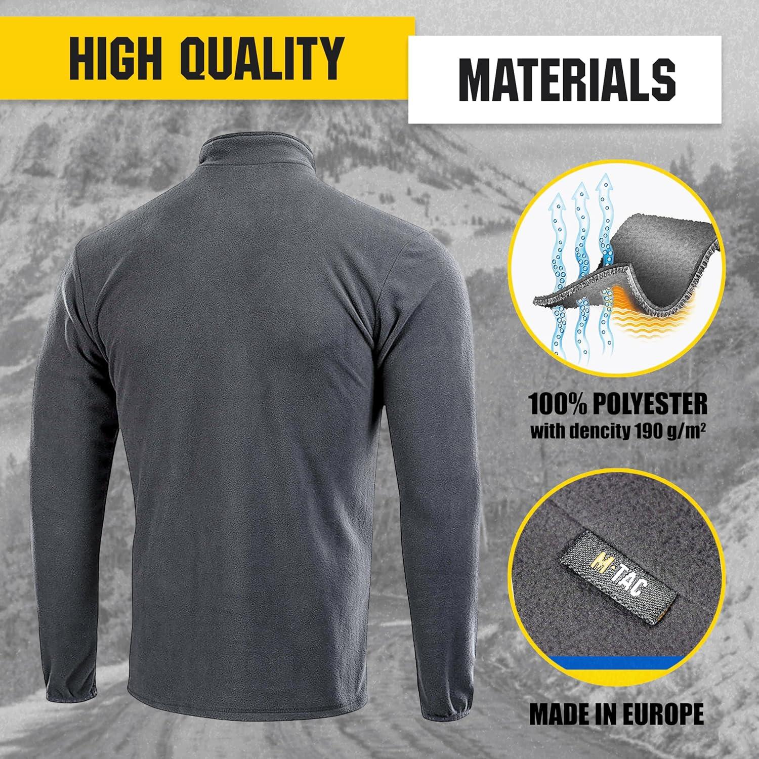 image:imageMTac Mens Fleece Quarter Zip Pullover Tactical Thermal Long Sleeve Sweater with High Mock Neck for Outdoor WorkDark Grey
