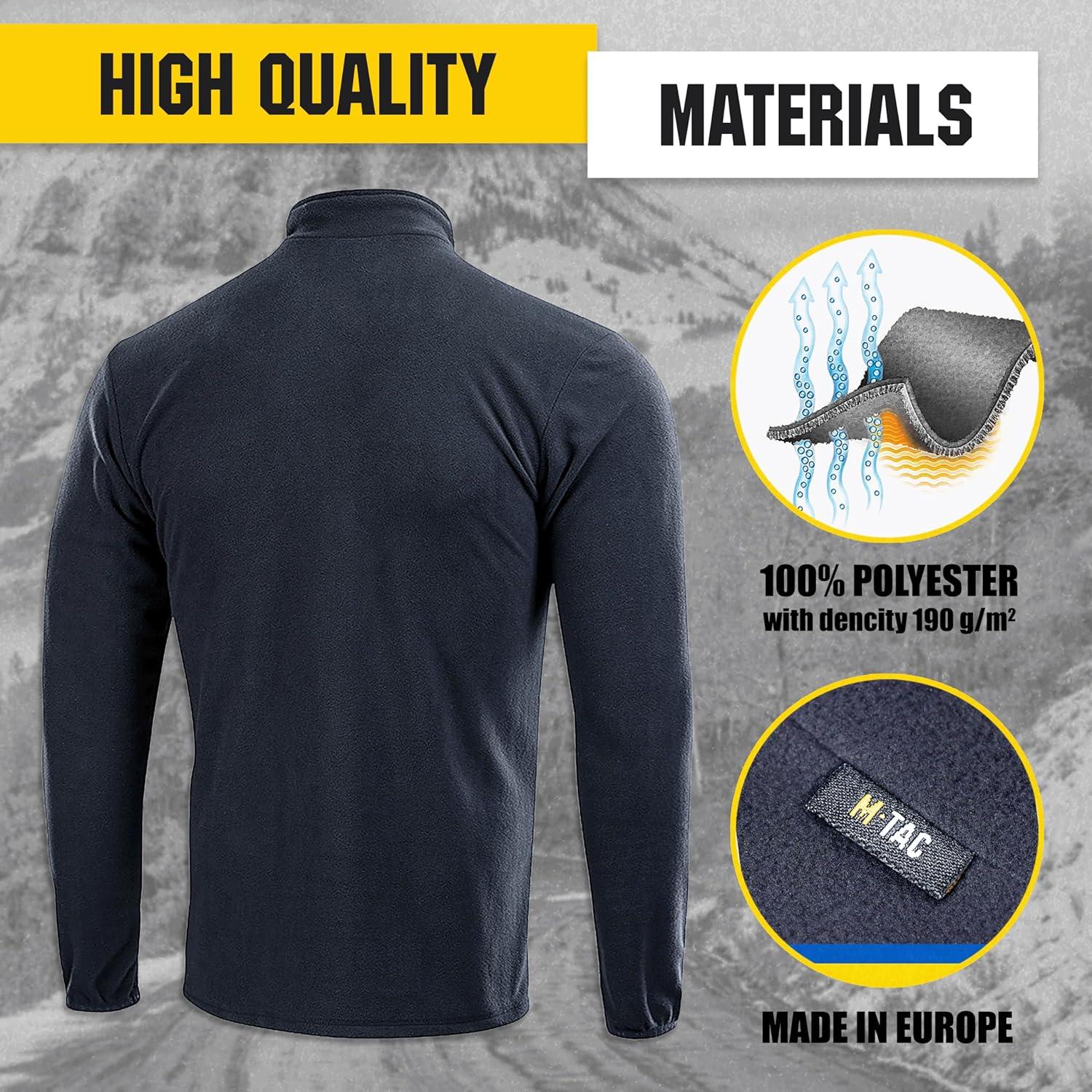 image:imageMTac Mens Fleece Quarter Zip Pullover Tactical Thermal Long Sleeve Sweater with High Mock Neck for Outdoor WorkDark Navy Blue