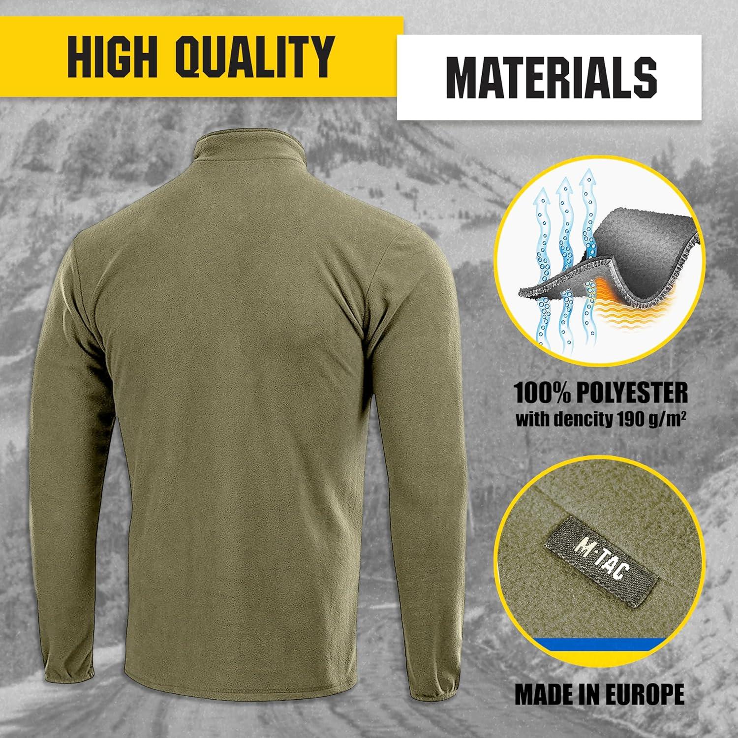 image:imageMTac Mens Fleece Quarter Zip Pullover Tactical Thermal Long Sleeve Sweater with High Mock Neck for Outdoor WorkOcp