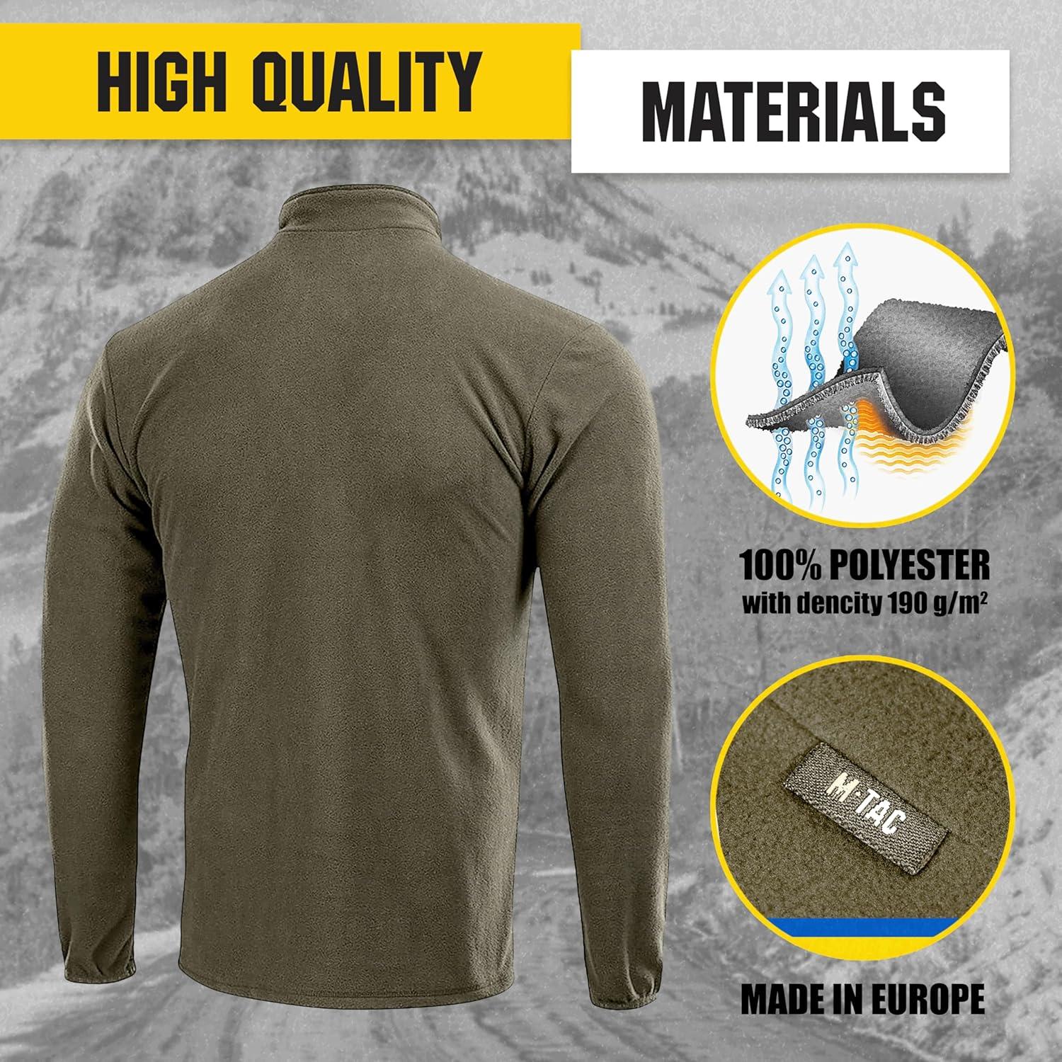 image:imageMTac Mens Fleece Quarter Zip Pullover Tactical Thermal Long Sleeve Sweater with High Mock Neck for Outdoor WorkOlive Dark