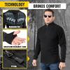M-Tac Men’s Fleece Quarter Zip Pullover – Tactical Thermal Long Sleeve Sweater with High Mock Neck for Outdoor Work(Black)