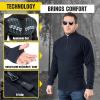 M-Tac Men’s Fleece Quarter Zip Pullover – Tactical Thermal Long Sleeve Sweater with High Mock Neck for Outdoor Work(Dark Navy Blue)