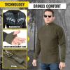 M-Tac Men’s Fleece Quarter Zip Pullover – Tactical Thermal Long Sleeve Sweater with High Mock Neck for Outdoor Work(Olive Dark)