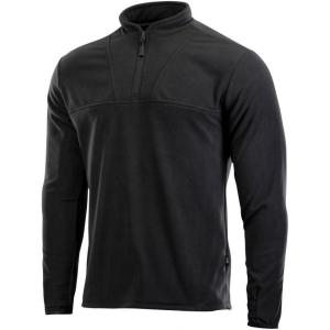 M-Tac Men’s Fleece Quarter Zip Pullover – Tactical Thermal Long Sleeve Sweater with High Mock Neck for Outdoor Work(Black)