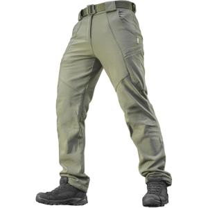 M-Tac Men’s Winter Tactical Work Pants – Thermal Softshell Fleece Lined Cargo Pants for Cold Weather & Outdoor Use(Olive)