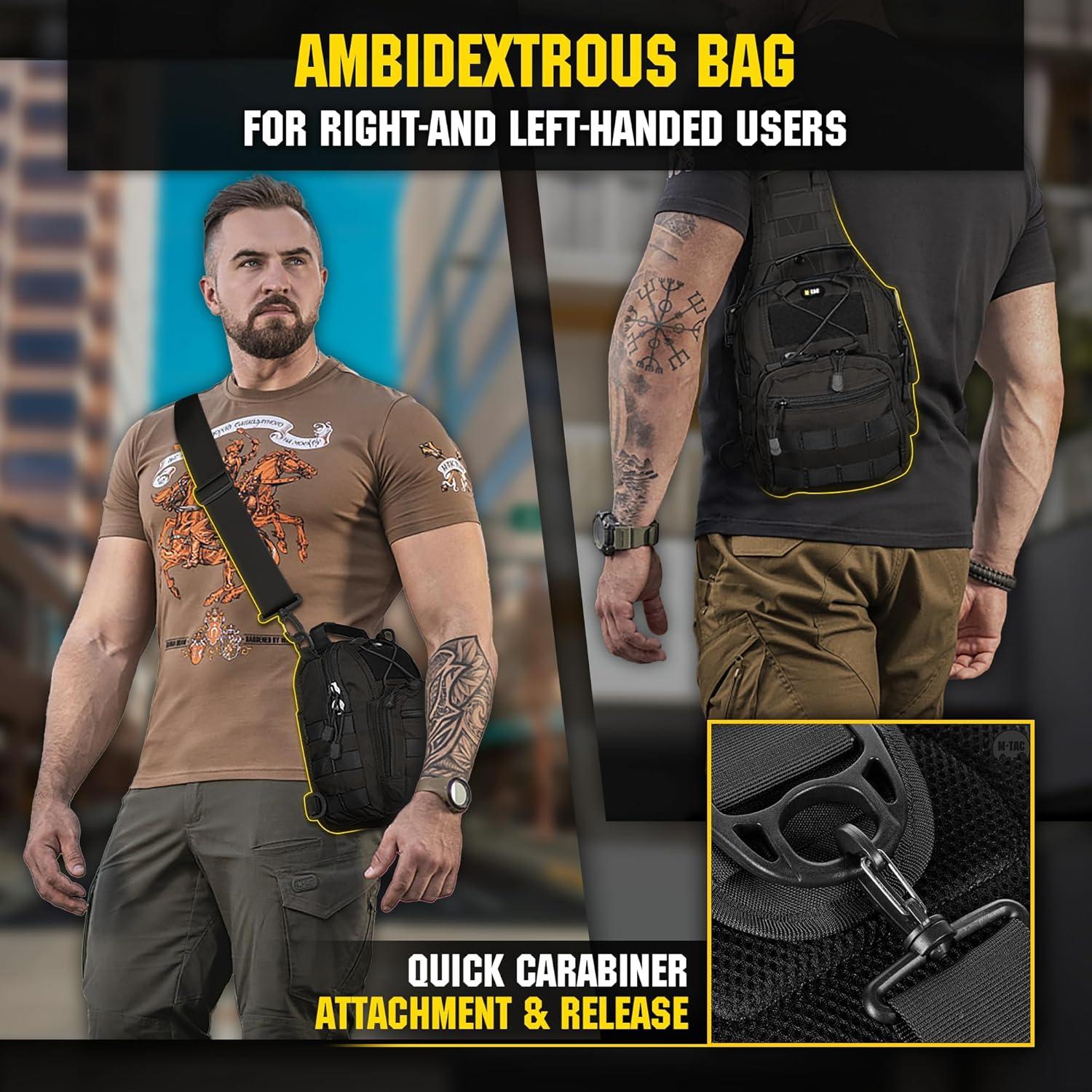 image:imageMTac CCW Sling Bag for Men amp Women EDC Shoulder Bag Tactical Crossbody Concealed Carry Bag Mens Chest PackCarabiner Black