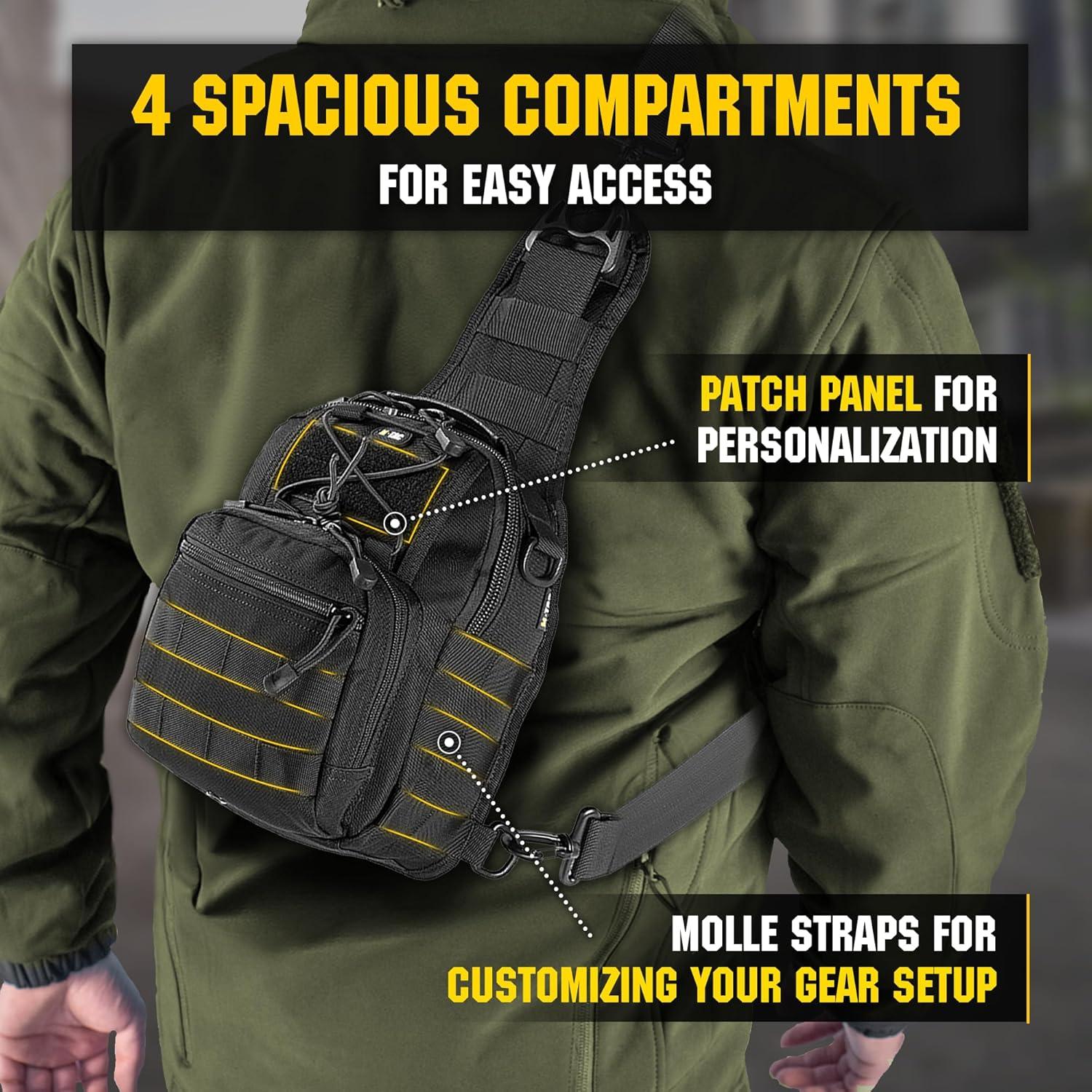 image:imageMTac CCW Sling Bag for Men amp Women EDC Shoulder Bag Tactical Crossbody Concealed Carry Bag Mens Chest PackCarabiner Black