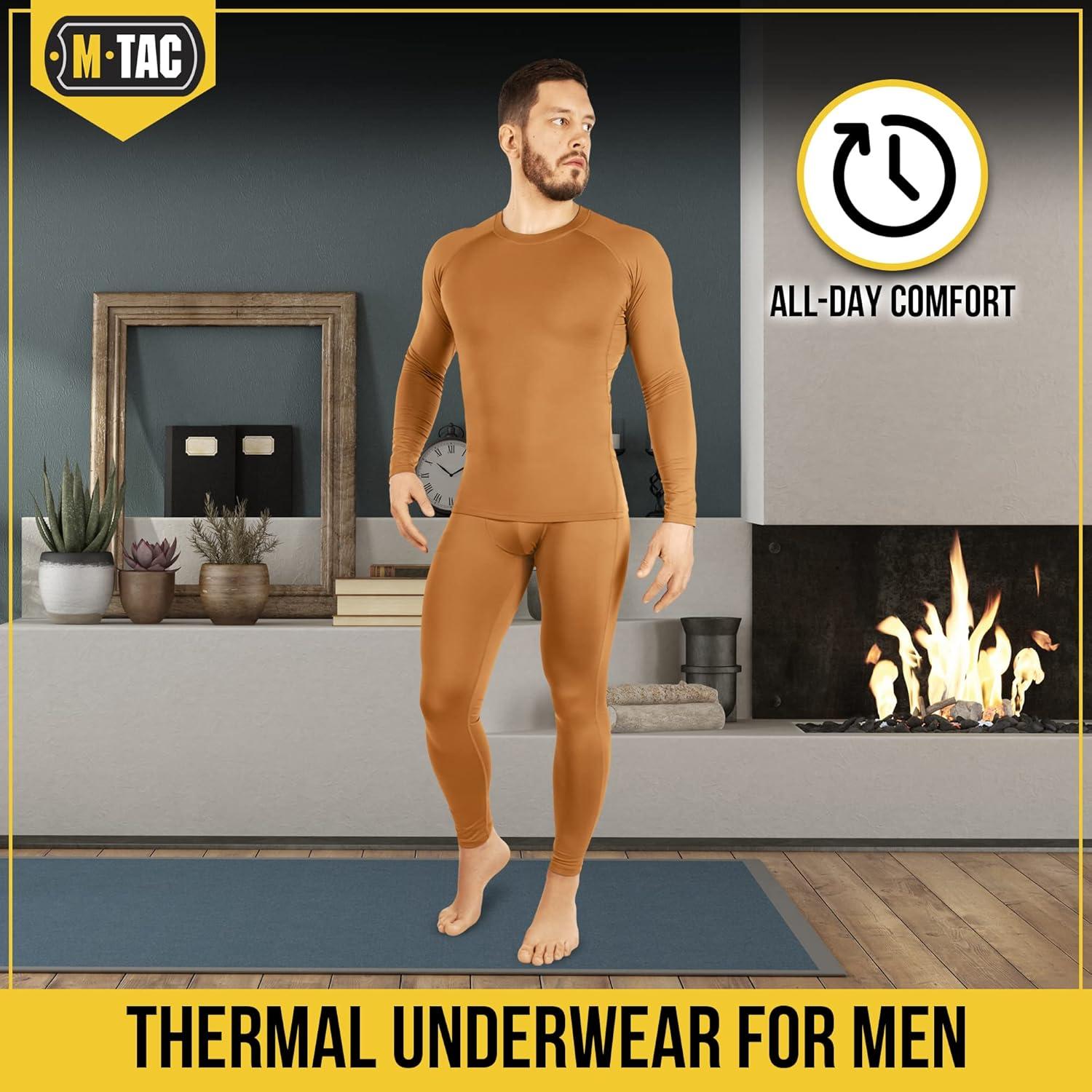 image:imageMTac Mens Thermal Underwear Set Military Fleece Lined Base Layer Top amp Bottom Tactical Cold Weather Gear in Coyote BrownCoyote Brown