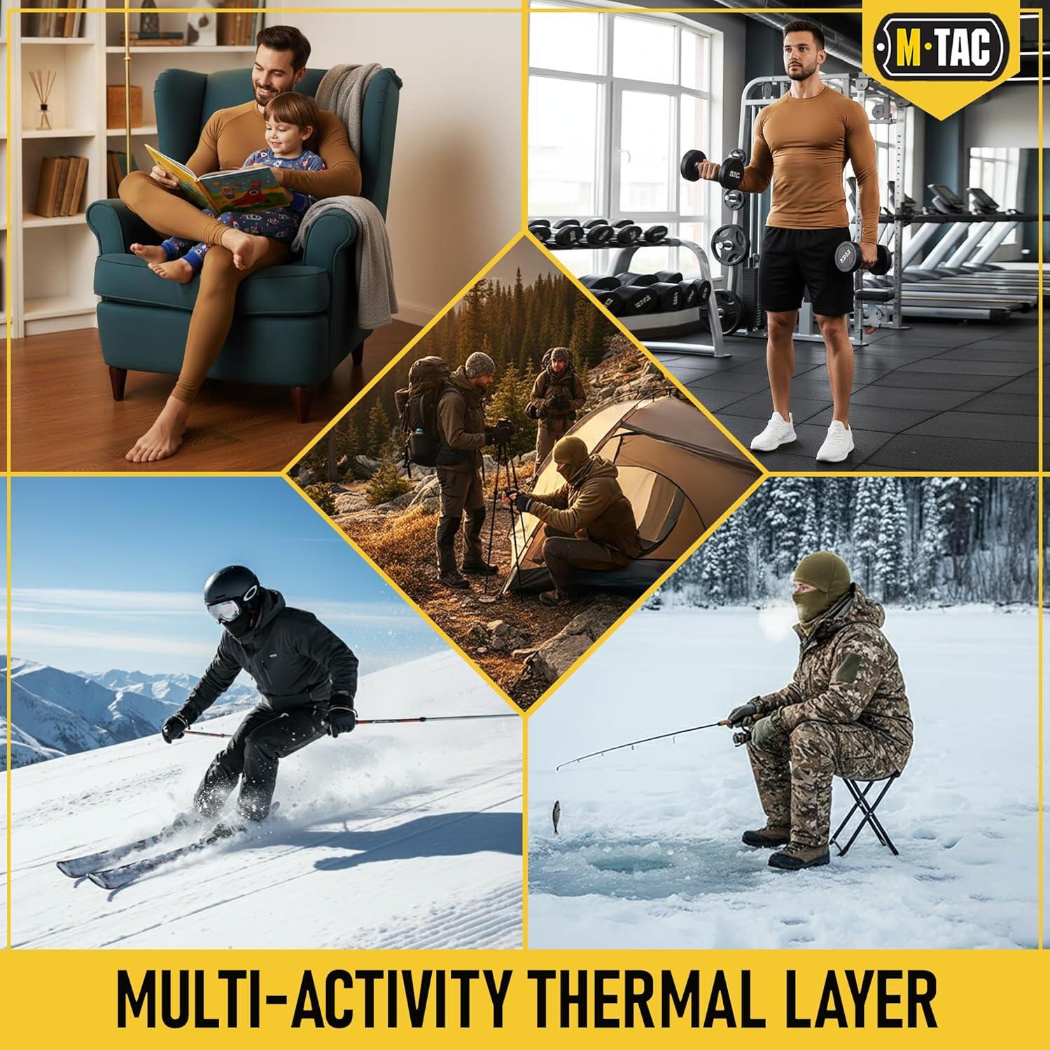 image:imageMTac Mens Thermal Underwear Set Military Fleece Lined Base Layer Top amp Bottom Tactical Cold Weather Gear in Coyote BrownCoyote Brown