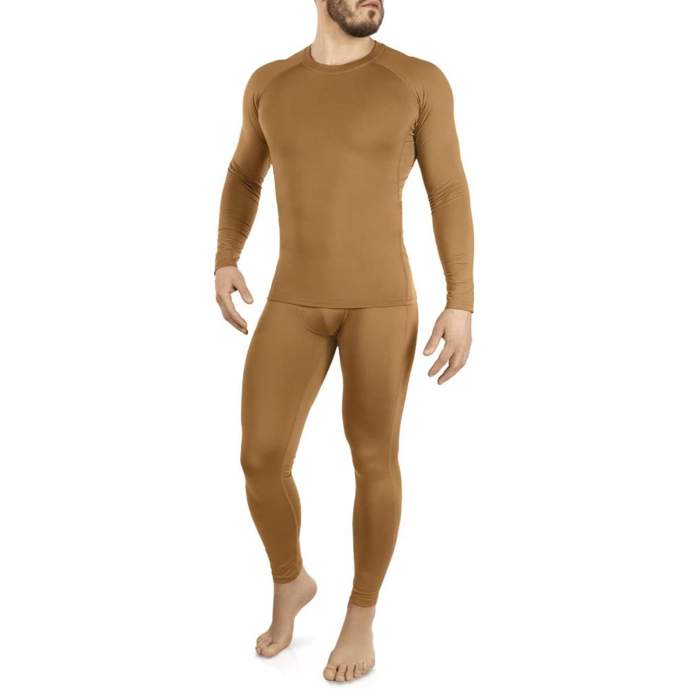 image:imageMTac Mens Thermal Underwear Set Military Fleece Lined Base Layer Top amp Bottom Tactical Cold Weather Gear in Coyote BrownCoyote Brown