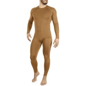 M-Tac Men’s Thermal Underwear Set – Military Fleece Lined Base Layer Top & Bottom, Tactical Cold Weather Gear in Coyote Brown(Coyote Brown)