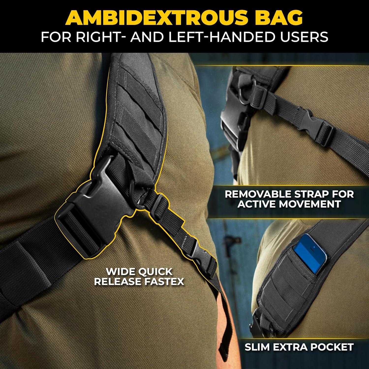 image:imageMTac 10L Tactical Sling Backpack Crossbody Medical Sling EMS Bag EDC with Loop Panel for Concealed Carry Travel Fishing Hiking backpack Black
