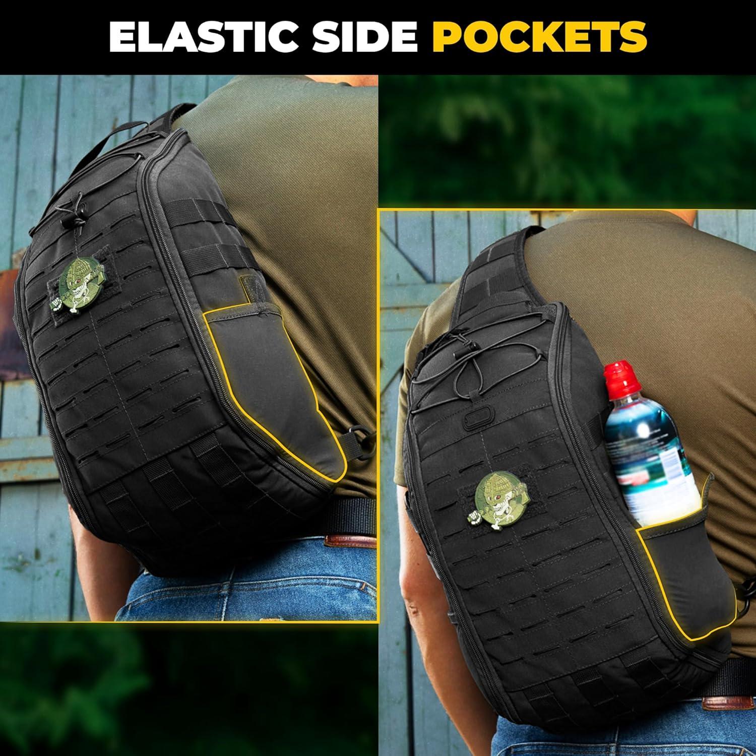 image:imageMTac 10L Tactical Sling Backpack Crossbody Medical Sling EMS Bag EDC with Loop Panel for Concealed Carry Travel Fishing Hiking backpack Black