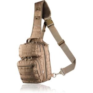 M-Tac Tactical Sling Bag – Concealed Carry Bag for Men Hexagon – One Shoulder Sling Backpack for CCW – Crossbody Sling Pack(Coyote)