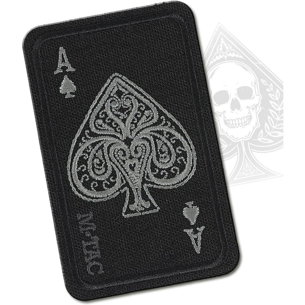 image:imageMTac Ace of Spades Embroidered Patch Death Card Tactical Morale Patch for Military Gear Army Combat Hook and Loop Patches BlackBlack