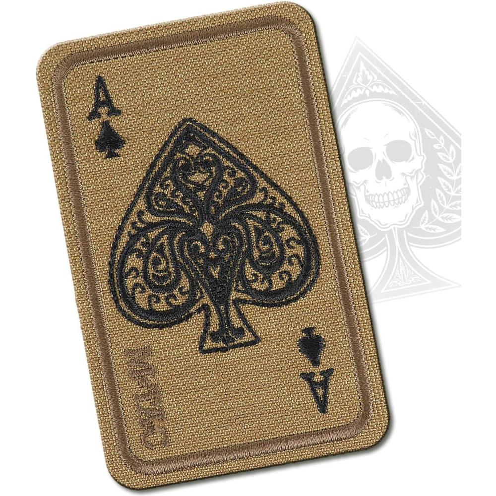 image:imageMTac Ace of Spades Embroidered Patch Death Card Tactical Morale Patch for Military Gear Army Combat Hook and Loop Patches BlackCoyote