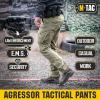 M-Tac Aggressor Gen II Flex Tactical Pants for Men, Ripstop Stretch Cargo Pants with Reinforced Knees and Multiple Pockets(Tan)